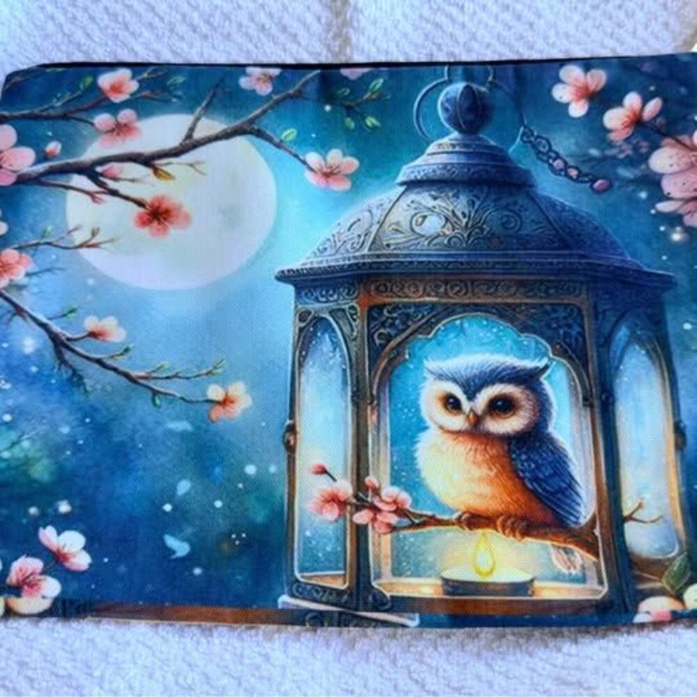 Owl Lantern Makeup Bag Cosmetic Pouch Floral Travel Organizer Pencil Case NEW